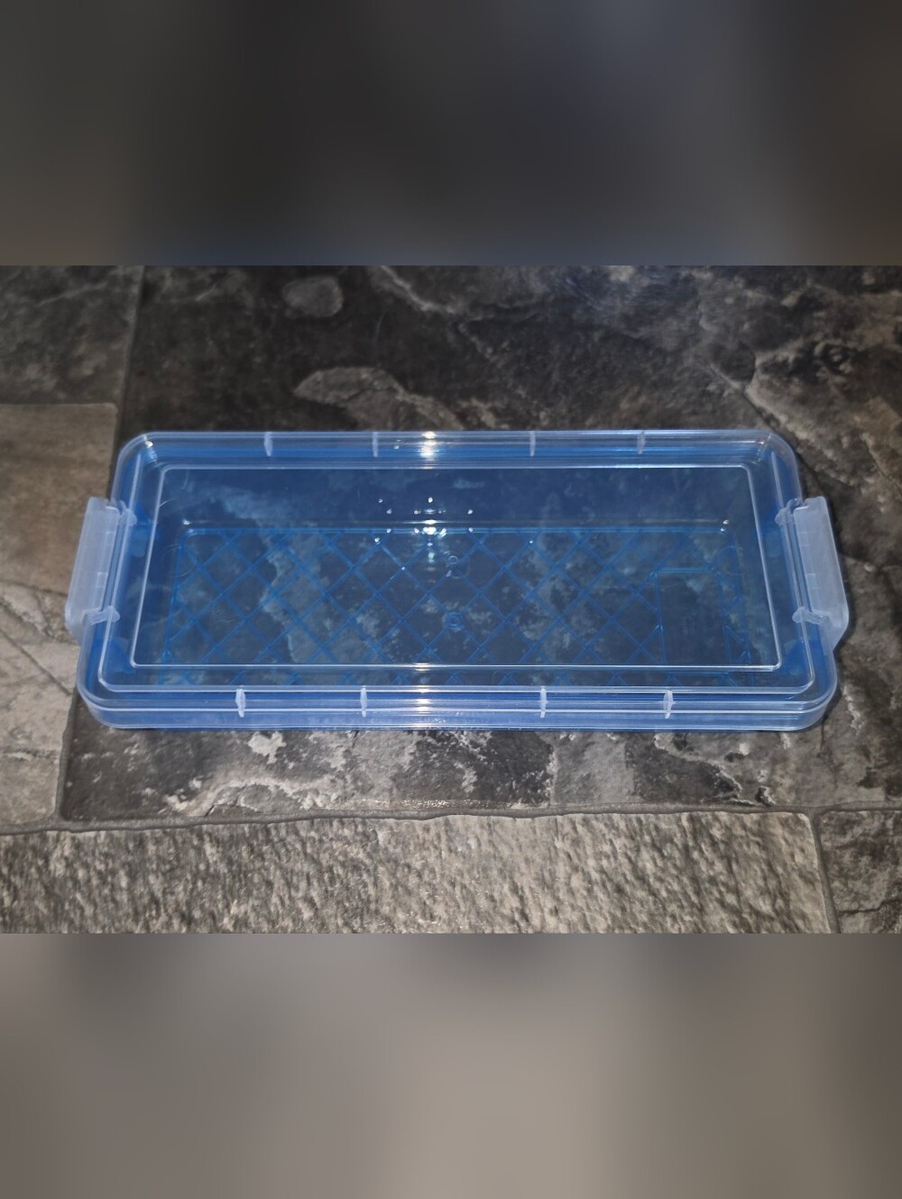 Clear & Blue Plastic Rectangular Storage Container - Blue BNIB